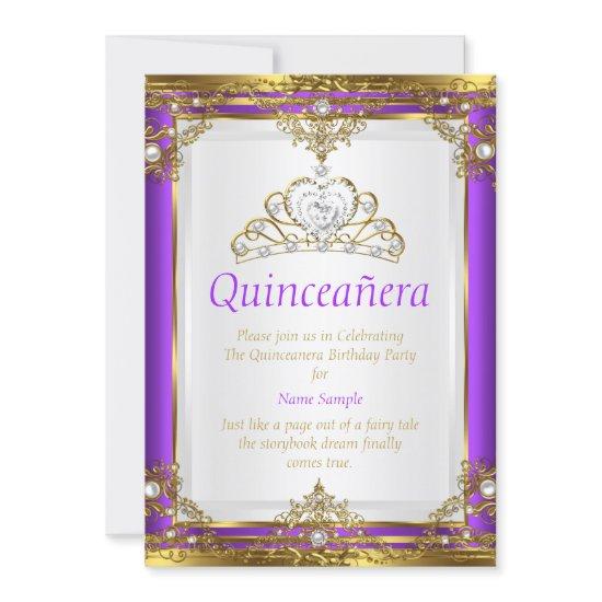Purple Gold White Pearl Princess Quinceanera