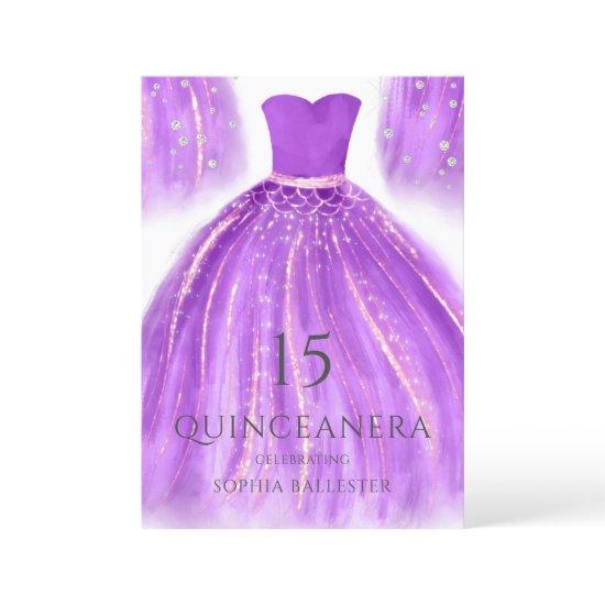 Purple & Gold Wonderful Mermaid Dress Quinceanera