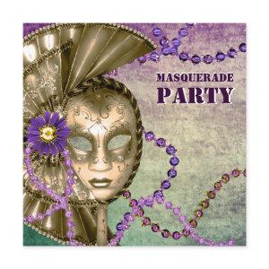 Purple Green Mardi Gras Beads Masquerade Party