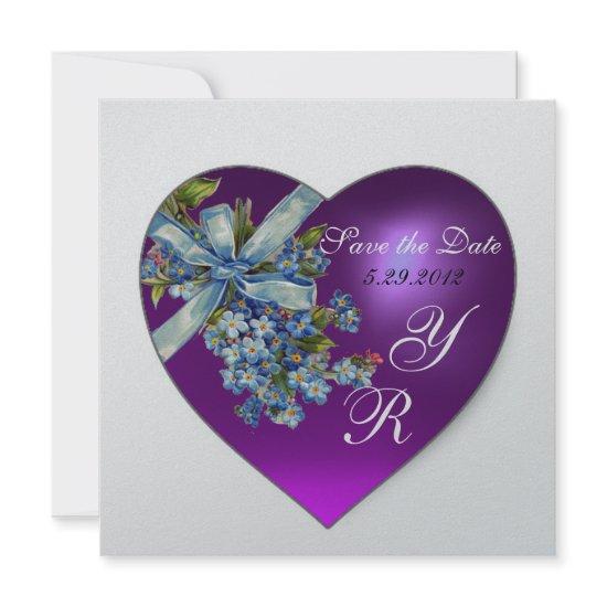PURPLE HEART FORGET ME NOT MONOGRAM Silver Metal