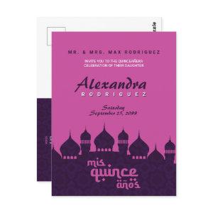Purple & Hot Pink Arabian Nights Quinceañera Postcard