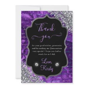Purple Iridescent Mermaid Letters Quinceanera Thank You Card