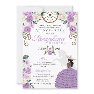 Purple & Ivory Roses Western Cowgirl Quinceañera