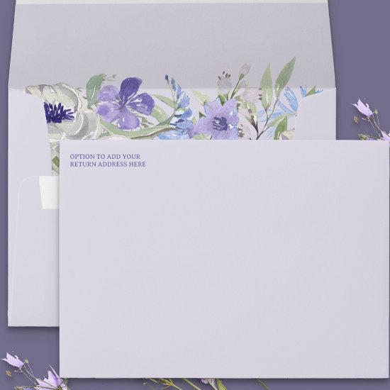 Purple Lavender Floral  Envelope