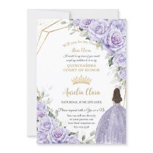 Purple Lavender Floral Quinceañera Dama Proposal