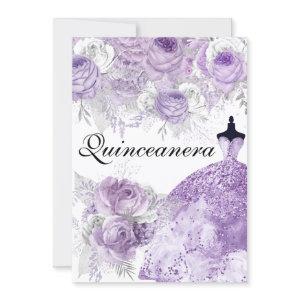 Purple Lavender Rose Dress Quinceanera Invite