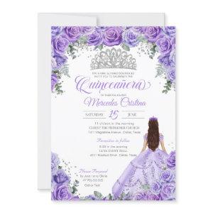 Purple Lavender Roses & Silver Tiara Quinceanera