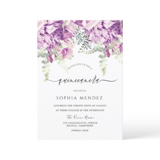 Purple Lavender & Silver Floral Quinceanera Party