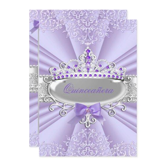 Purple Lavender Tiara Damask Quinceanera Party