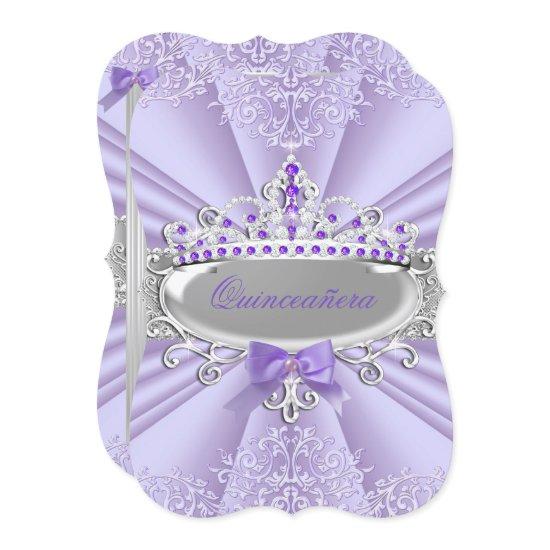 Purple Lavender Tiara Damask Quinceanera Party