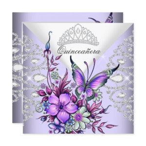 Purple Lilac Butterfly Tiara Quinceanera Floral