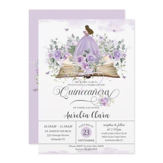 Purple Lilac Floral Book New Chapter Quinceañera