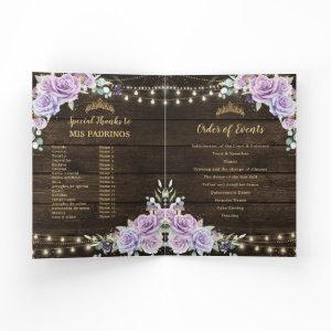 Purple Lilac Floral Enchanted Forest Quinceañera Program