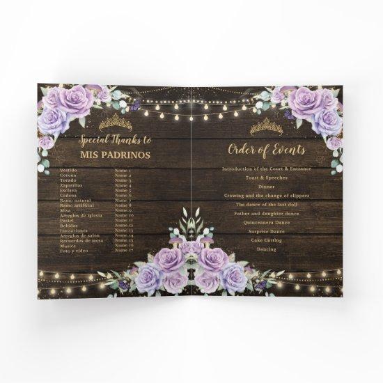 Purple Lilac Floral Enchanted Forest Quinceañera Program