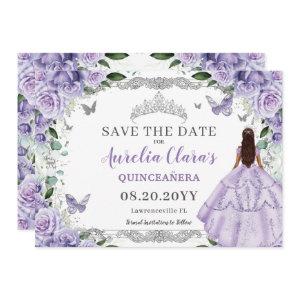 Purple Lilac Floral Quinceanera XV Sweet Sixteen  Save The Date