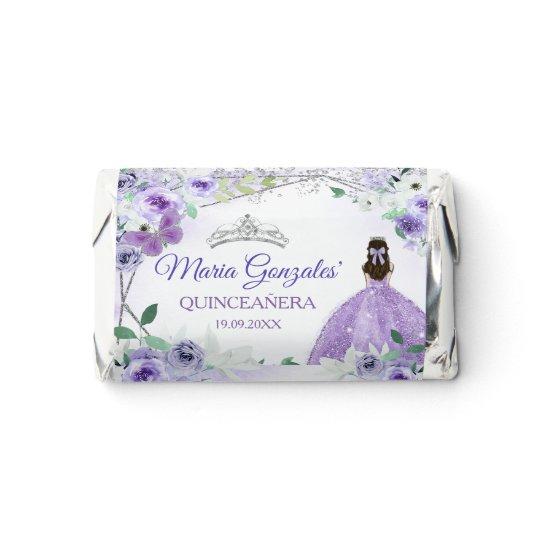 Purple Lilac Flowers Quinceañera Silver Glitter Hershey's Miniatures