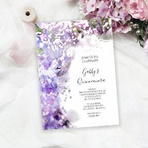 Purple Lilac Flowers Watercolor Quinceanera Party