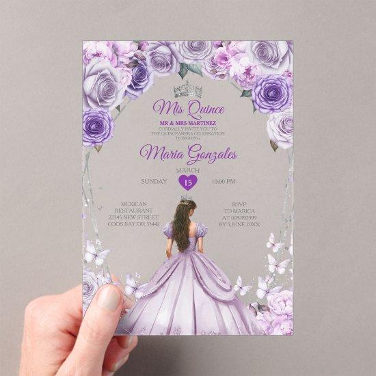 Purple Lilac Mis Quince 15 Anos Crown Quinceañera Acrylic