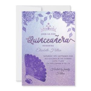 Purple Lilac roses romantic hand fan Quinceañera