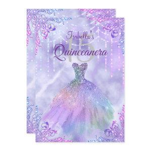 Purple Lilac Silver Pearl Gown Quinceanera Party