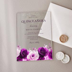 Purple Lilac Violet Roses Floral Quinceanera Acrylic