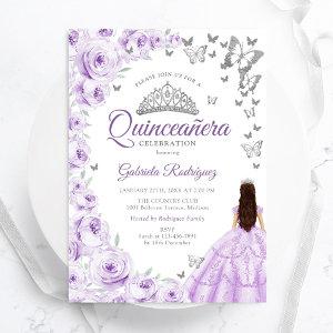 Purple Lilac Watercolor Floral Quinceanera