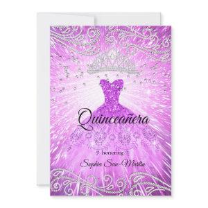 Purple Magenta Dress Silver Quinceanera Birthday