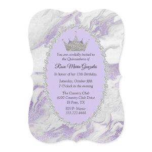Purple Marble and Diamonds Crown Quinceañera