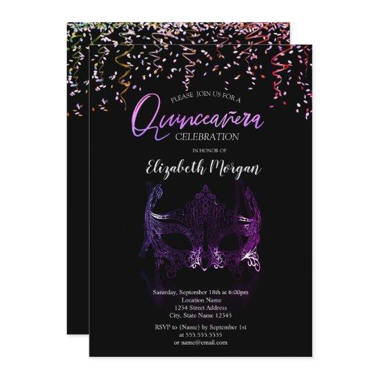 Purple Masque,Confetti Masquerade Quinceañera