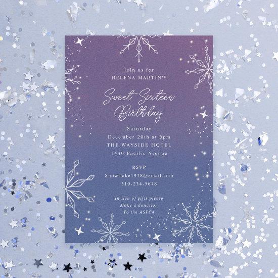 Purple Ombre Snowflake Birthday