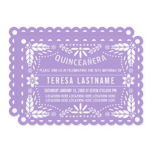 Purple papel picado flowers Quinceañera