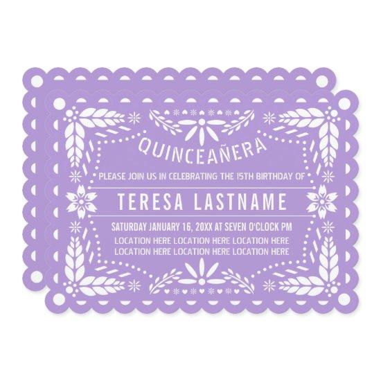 Purple papel picado flowers Quinceañera