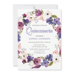 Purple Peach Burgundy Wreath Floral Quinceanera