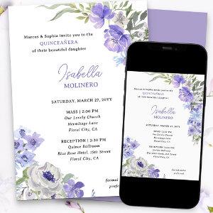 Purple Peri Floral Elegant Quinceanera and Mass