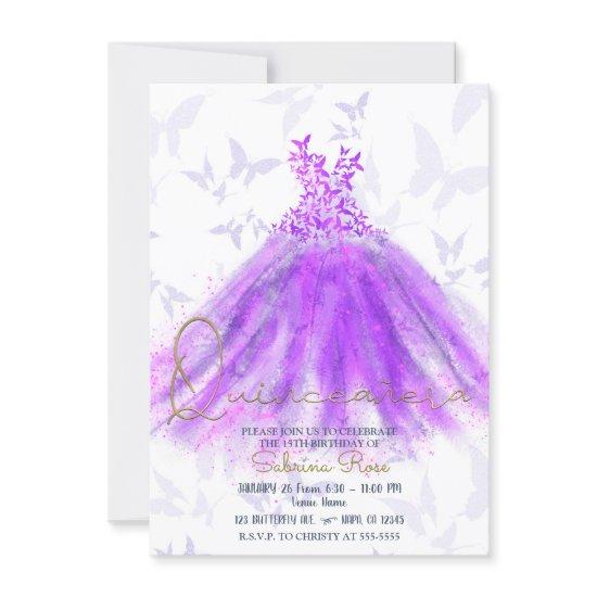Purple & Pink Butterfly Dance Dress Quinceañera
