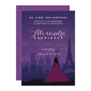 Purple Pink Paris Fireworks Quinceañera