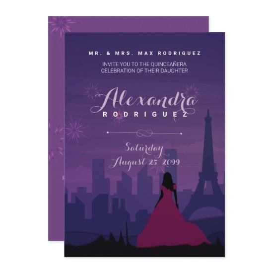 Purple Pink Paris Fireworks Quinceañera