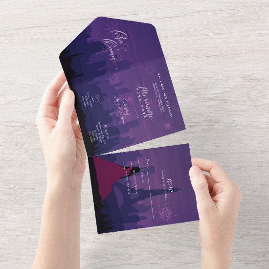 Purple Pink Paris Fireworks Quinceañera All In One