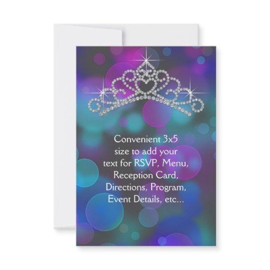Purple Pink Teal Tiara RSVP All Purpose
