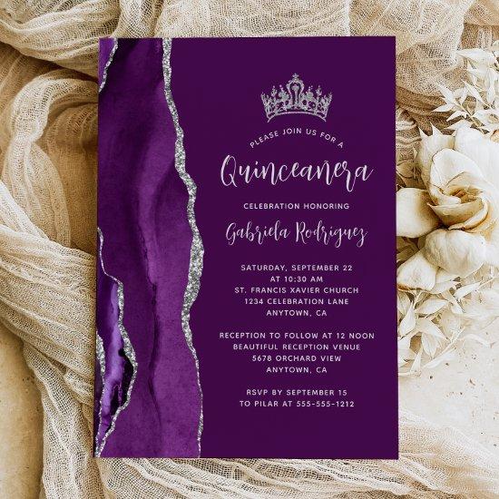 Purple Plum Silver Agate Quinceañera