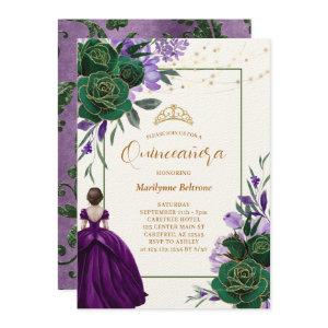 Purple Princess Floral Quinceañera