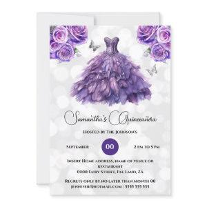 Purple princess Quinceañera fantasy ballgown roses
