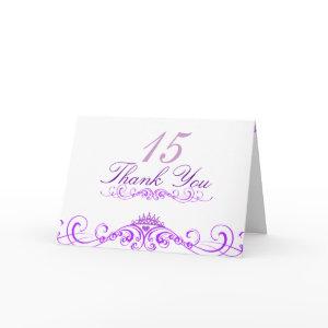 Purple Princess Tiara Thank You Card