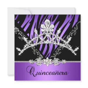 Purple Quinceanera 15th Zebra Tiara Diamond
