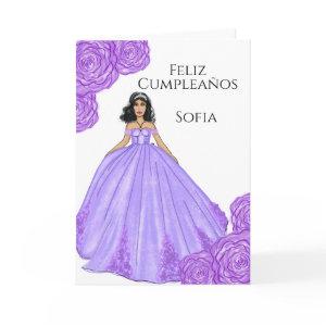 Purple Quinceanera Birthday Card