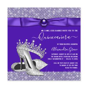 Purple Quinceanera Diamond Tiara Princess