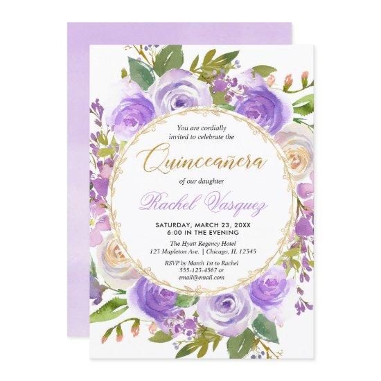 Purple Quinceanera floral lavender lilac