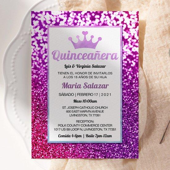 Purple Quinceañera Glamorous Spanish