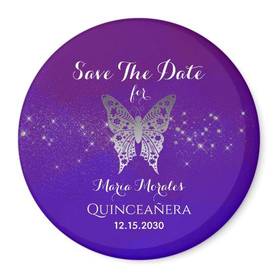 Purple Quinceanera Save The Date  Magnet