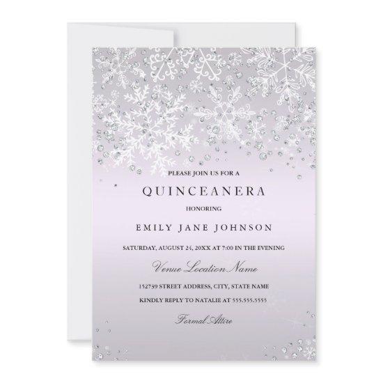 Purple Quinceanera Winter Wonderland Snowflakes